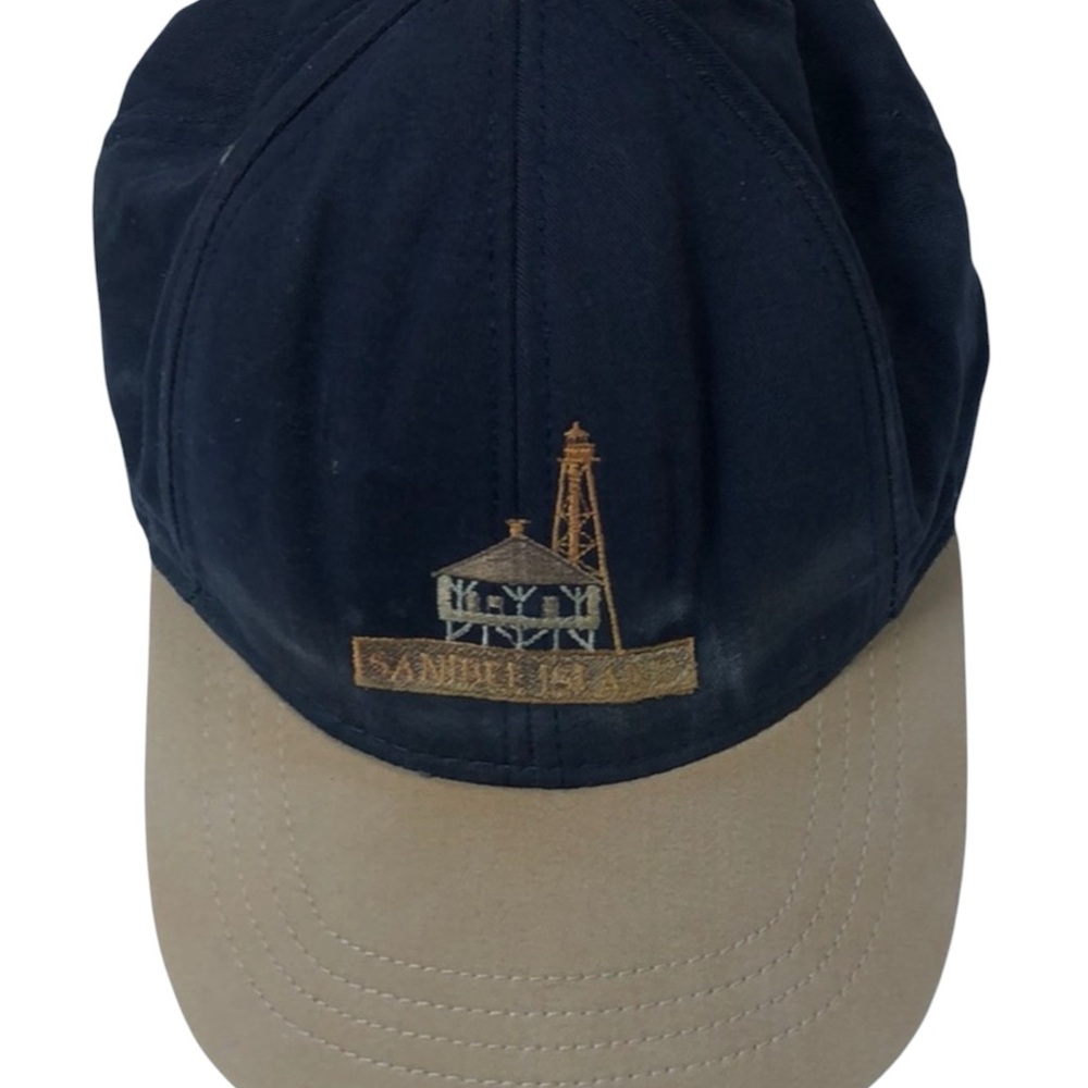 Vintage Embroidered Sanibel Island Florida Lighthouse Cap Leather Buckle Strap